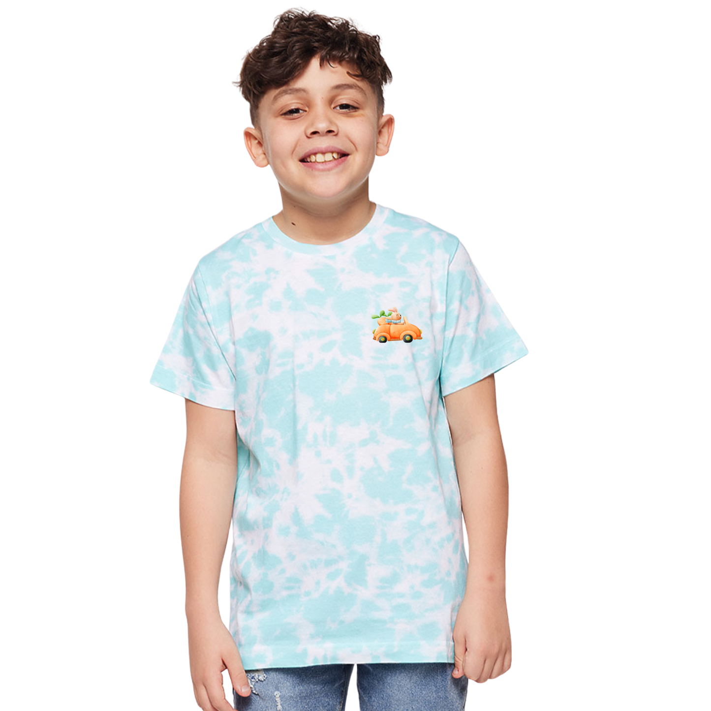 Personalized Easter Bunny Blue Tie-Dye Shirt