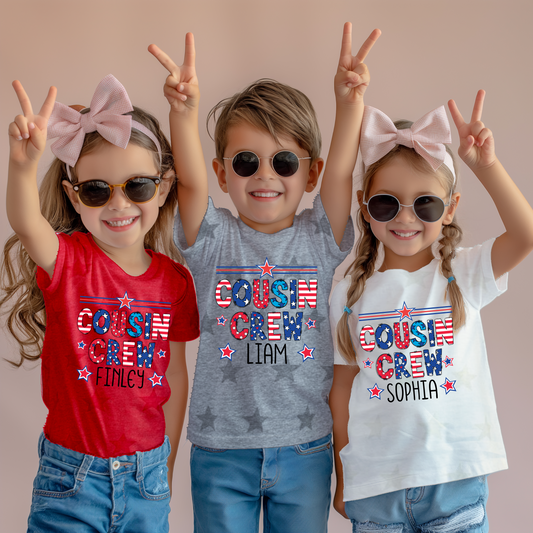 Custom Cousin Crew 4th of July Kids Shirt