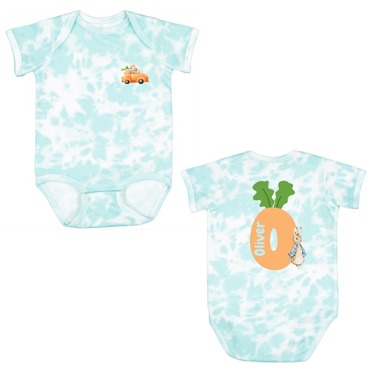 Personalized Easter Bunny Blue Tie-Dye Shirt