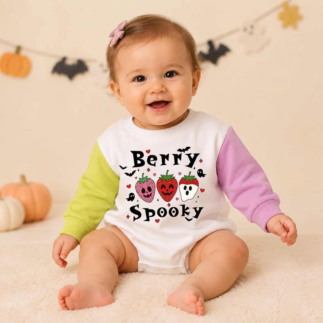 Berry Spooky Halloween Color Block Sweatshirt
