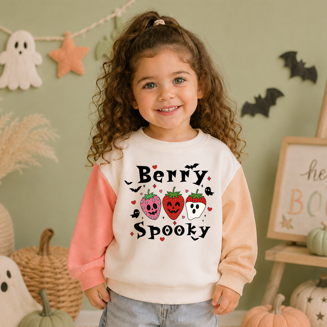 Berry Spooky Halloween Color Block Sweatshirt