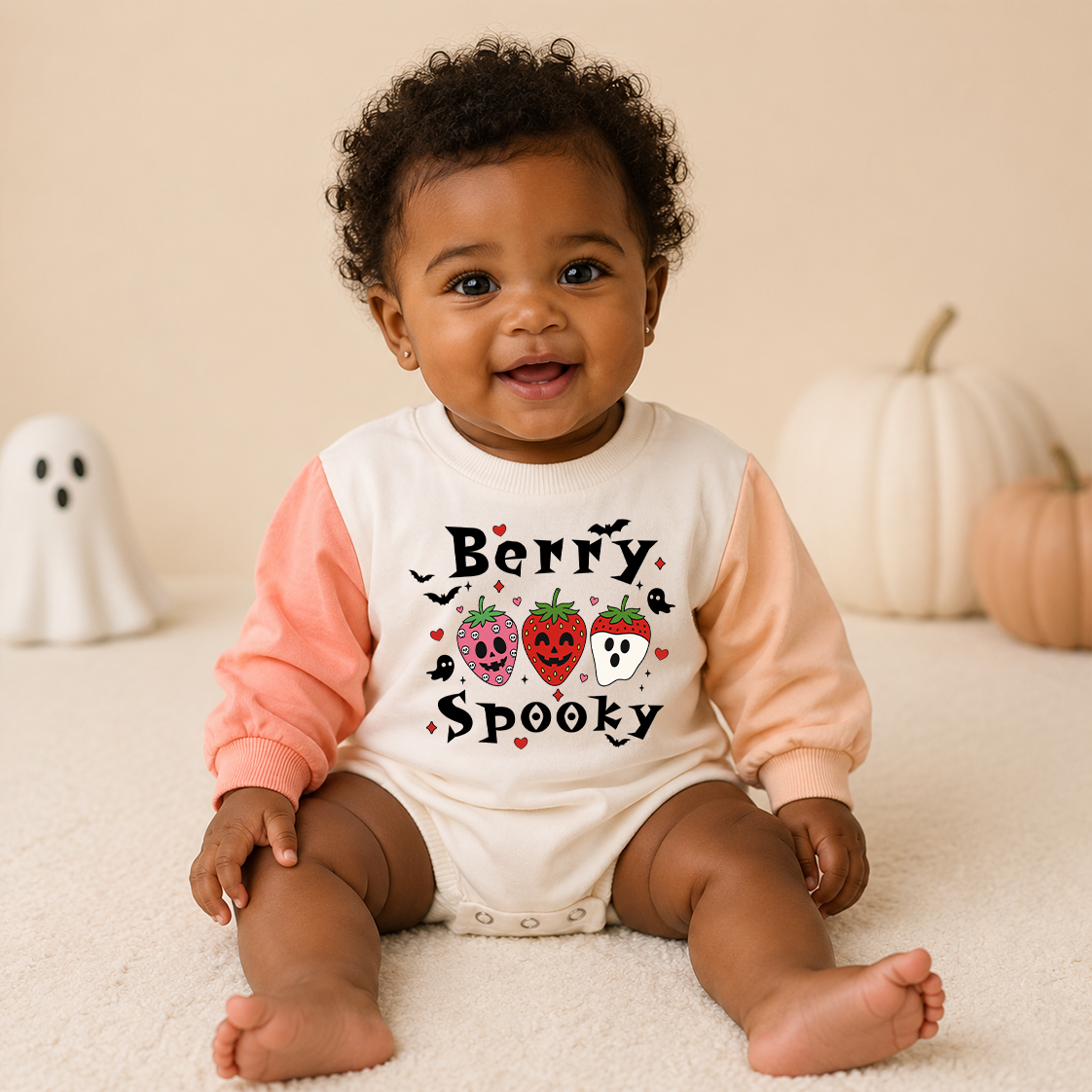 Berry Spooky Halloween Color Block Sweatshirt