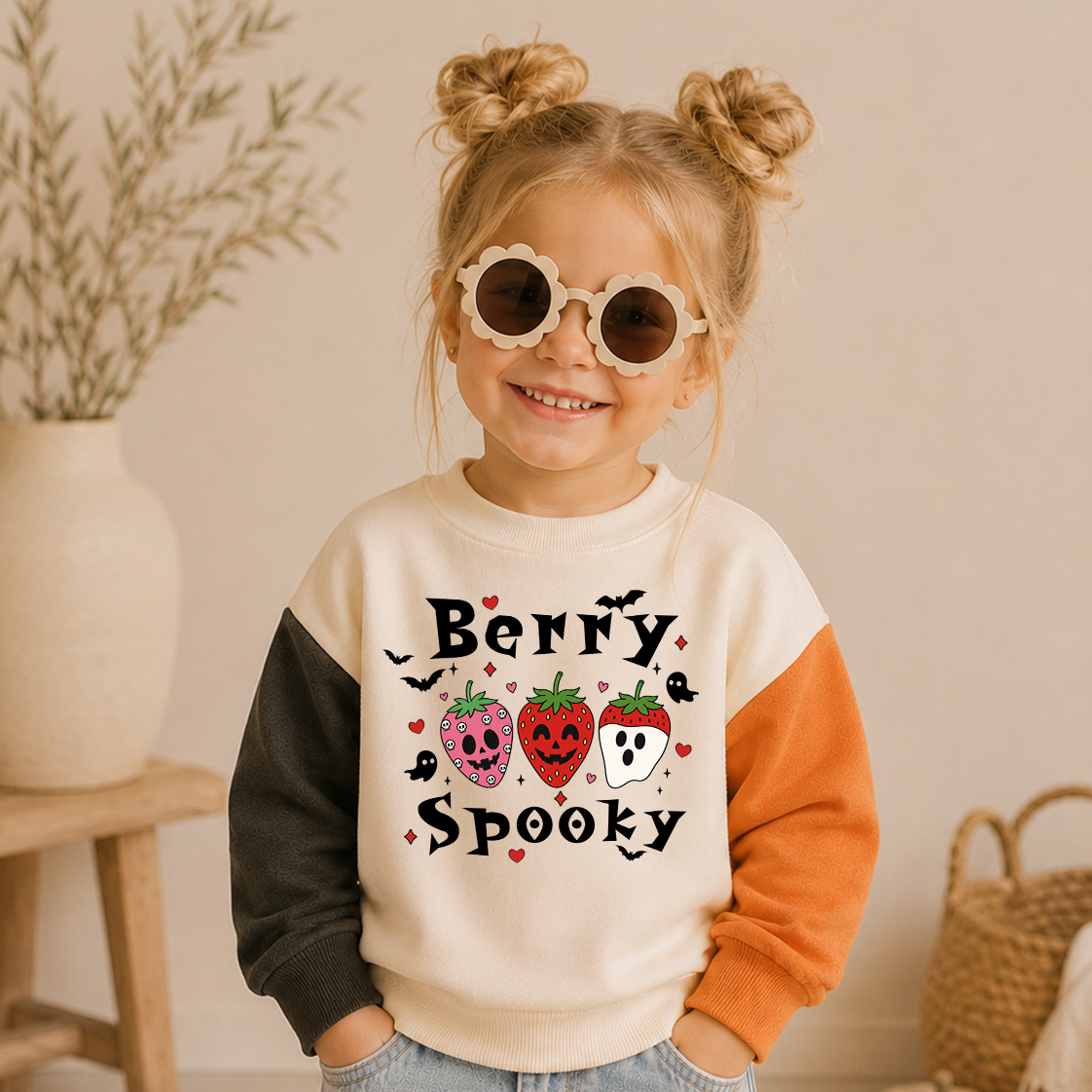 Berry Spooky Halloween Color Block Sweatshirt