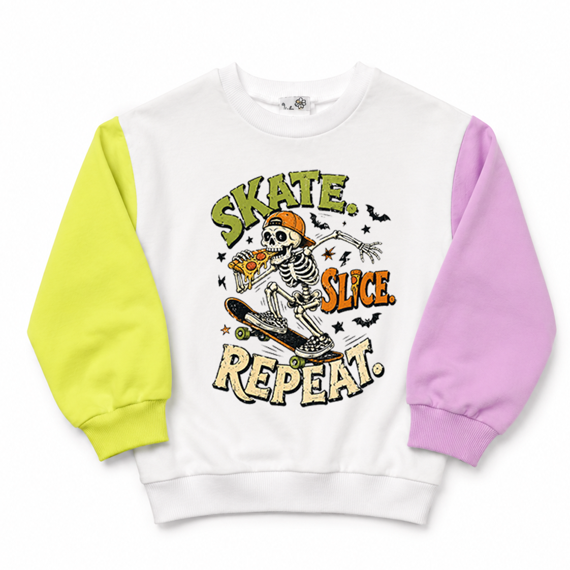 Skate Slice Repeat Halloween Color Block Sweatshirt