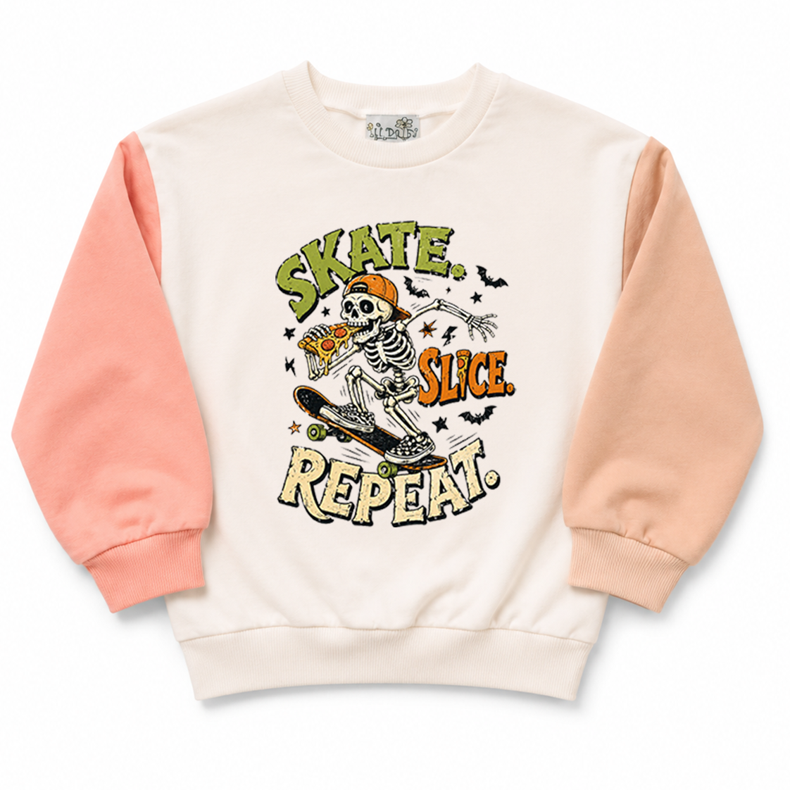 Skate Slice Repeat Halloween Color Block Sweatshirt